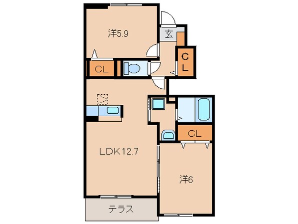 打田駅 徒歩8分 1階の物件間取画像